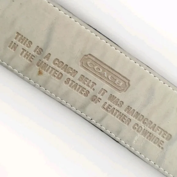 Vintage Coach Womens Leather Belt Rounded Metal Buckle Black & Tan Made In USA - Picture 4 of 9